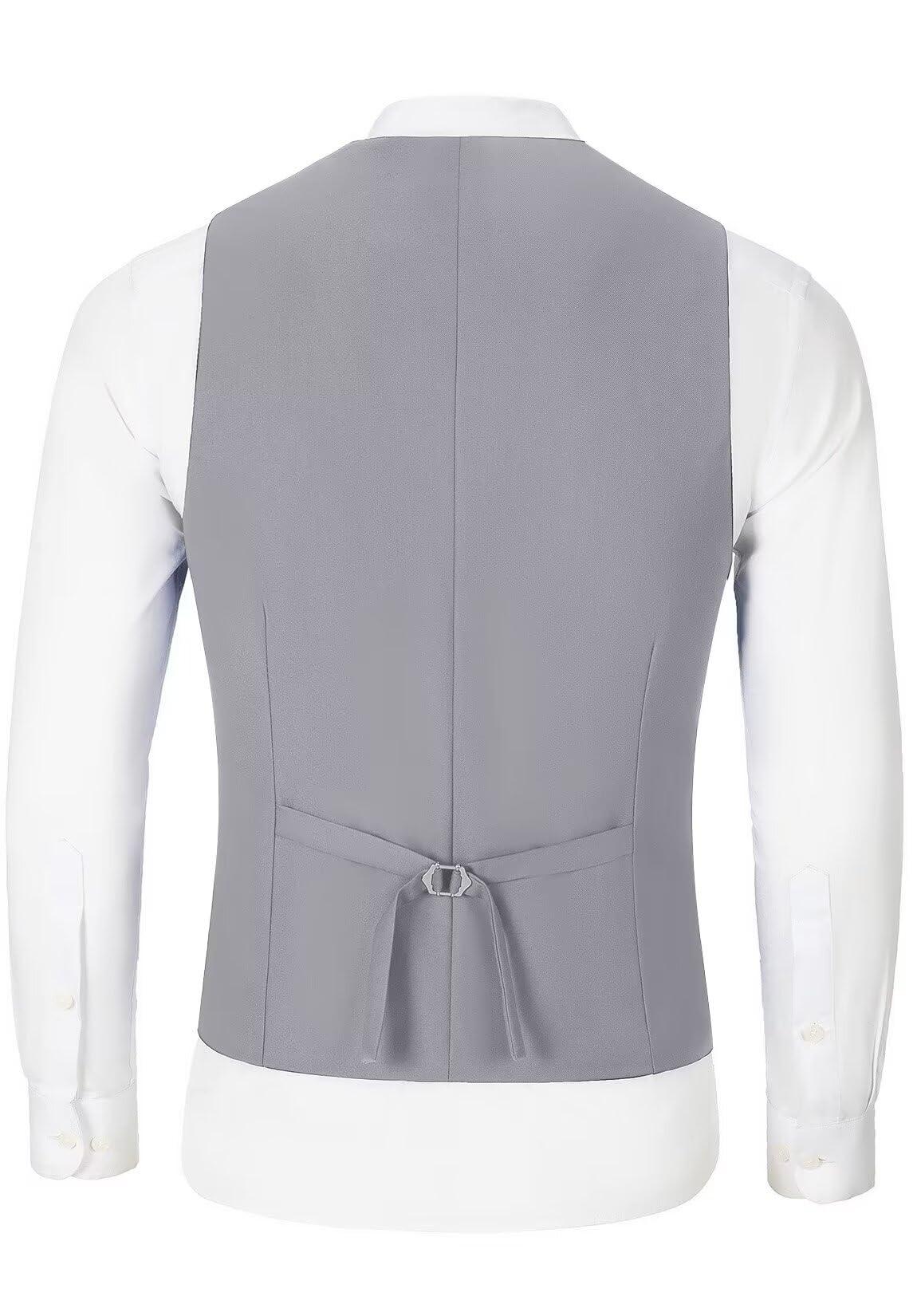 Trasign Men's Suit Vests Formal Tuxedo Vest for Men Gray Mens Dress Vest Double Breasted Wedding Wasitcoat Sleeveless Jacket XS