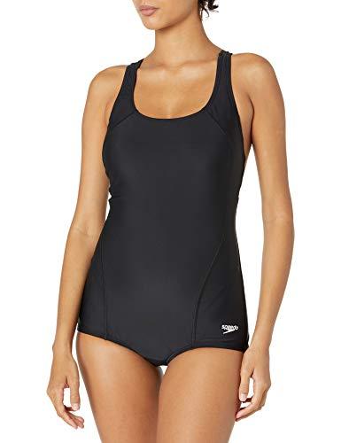 Speedo speedo Women's Swimsuit One Piece PowerFlex Princess Seam Ultraback Conservative Cut,speedo Black,8