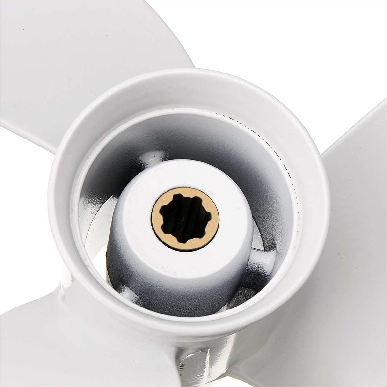 XMEIFEI PARTS XMEIFEI PARTS 6G1-45943-00-EL 8 1/2 x 8 1/2 Boat Outboard Propeller Aluminum Alloy fit for Yamaha 6-8HP White 7 Spline Tooth 3 Blades R Rotation