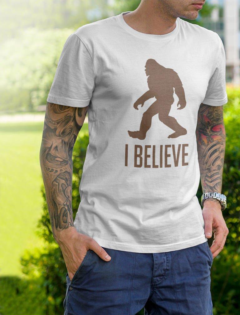 Tstars Tstars I Believe Bigfoot Shirt Sasquatch Gifts for Men Novelty Big Foot Tshirt Mens Large White