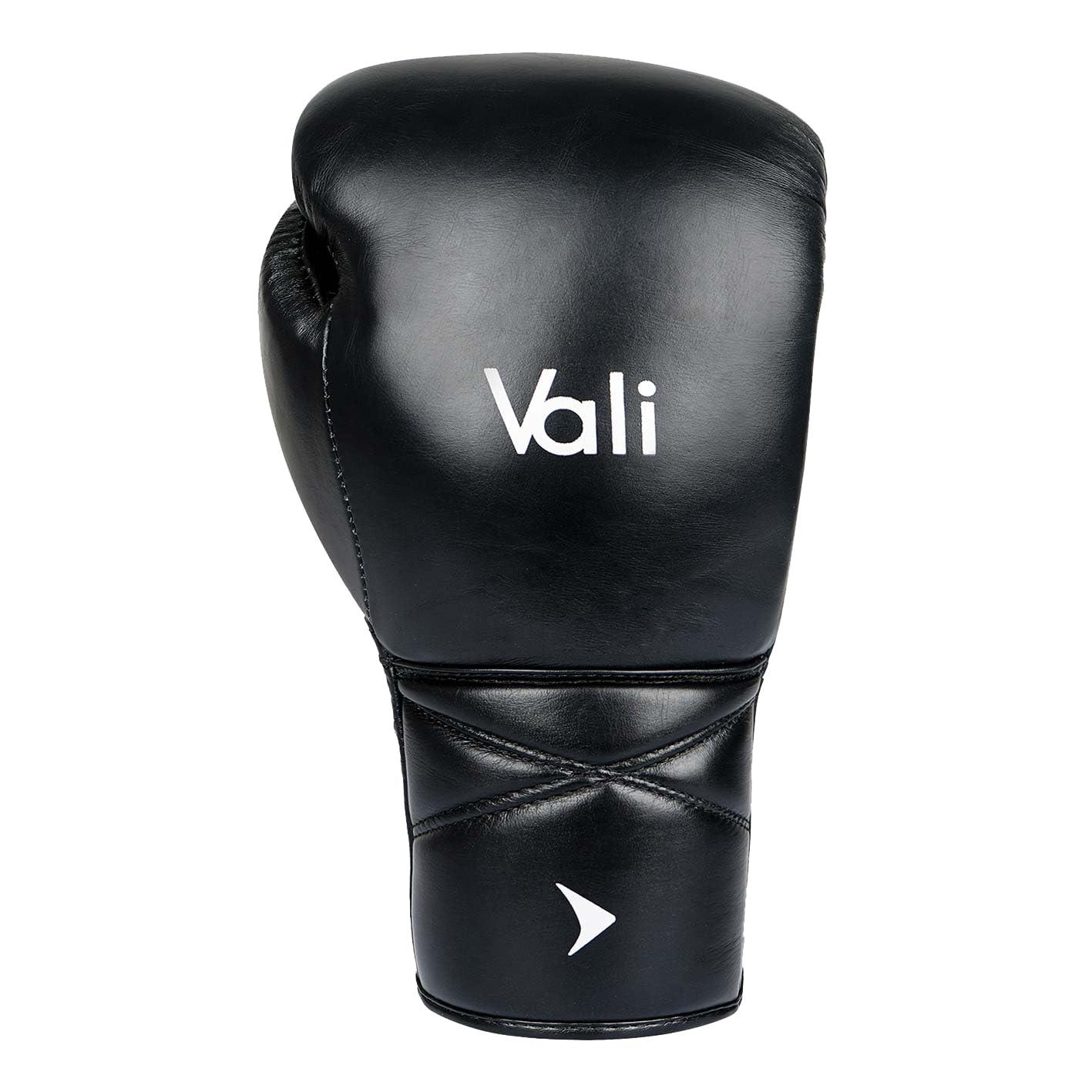 Vali Vali Lancer Leather Lace Up Boxing & MMA Gloves for Pros Sparring (Black, 14OZ)