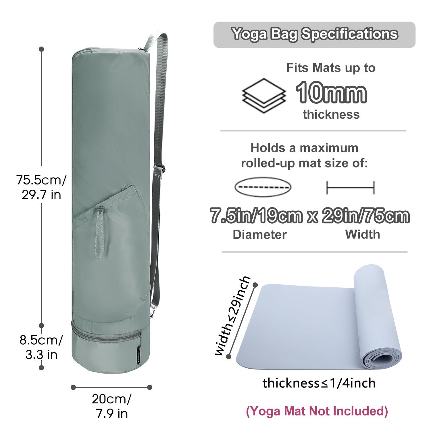 sportsnew sportsnew Yoga Mat Bag Drawstring Pocket-Full Zip Cargo Yoga Mat Carrier Bag with Water Bottle Pocket and Bottom Wet Pocket Exercise Yoga Mat Carrier Multi-Functional Storage Bag, Army Green & Grey