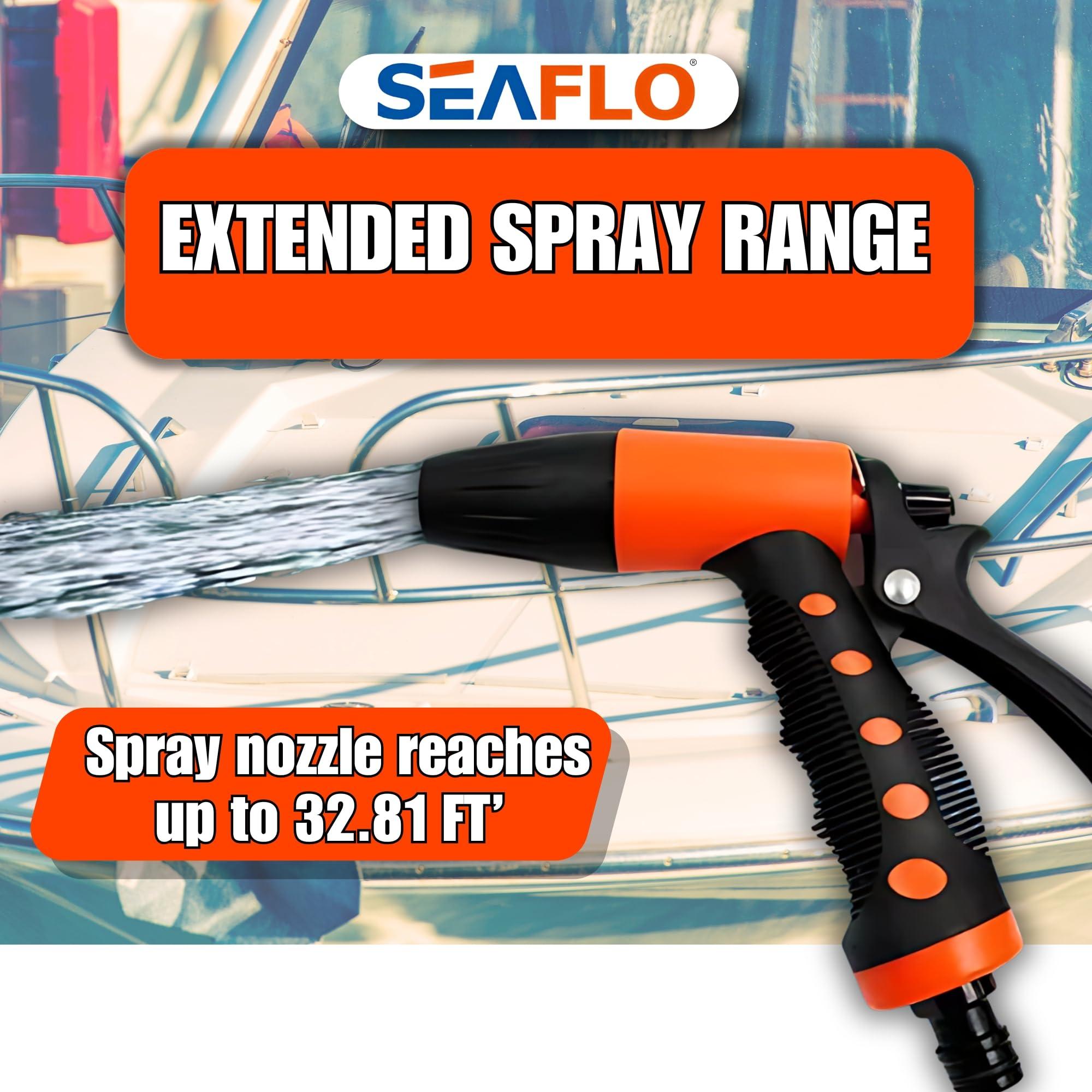 SEAFLO SEAFLO 55-Series Washdown Pump Kit - 12V DC, 5.5 GPM, 70 PSI, Self-Priming, Coiled Hose, Spray Nozzle, High Flow for RV, Boat, Off-Grid, Freshwater, and Saltwater Applications 4-Year Warranty