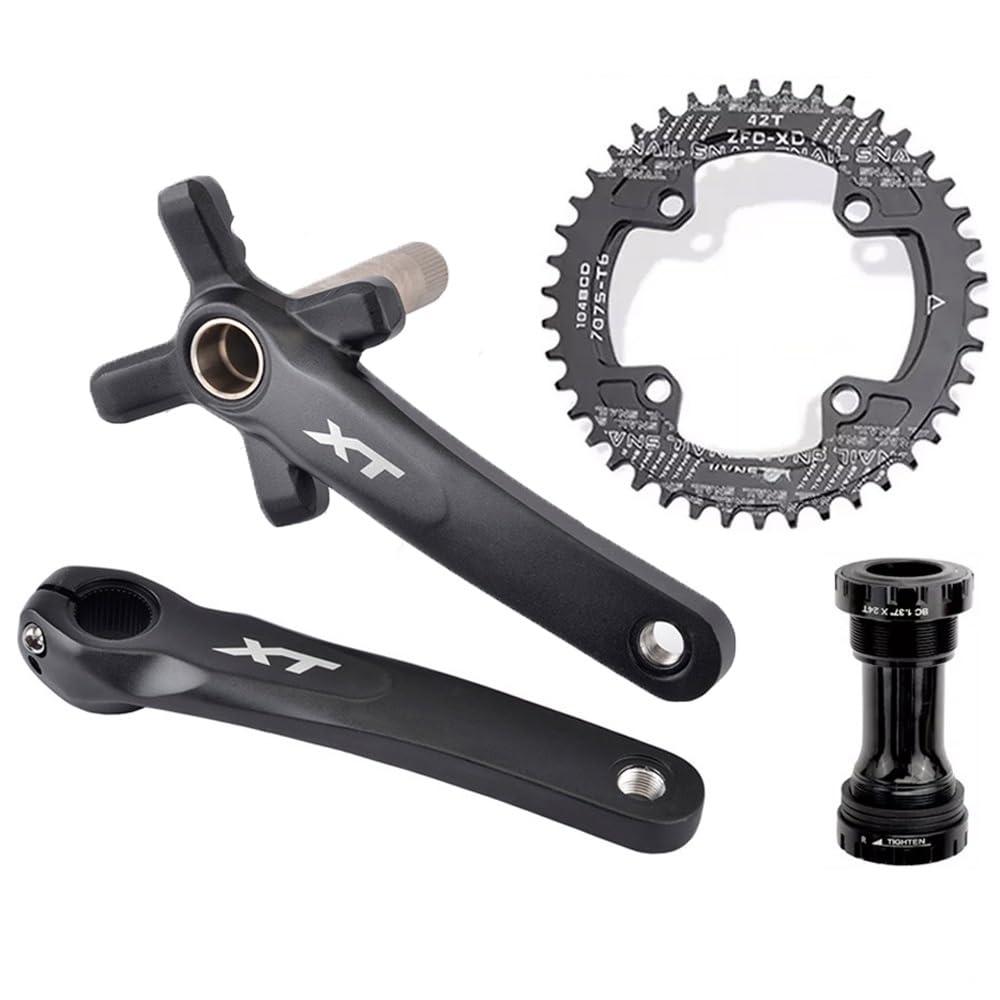 LSRRYD Mountain Bike Crankset 68-73 BB 170mm 175mm 104 BCD with Chainring and Bolts Hollow Integrated crank arm set 32T 34T 36T 38T 40T 42T for Mountain Bike BMX Road Bicyle ( Color : 42T , Size : 175mm )