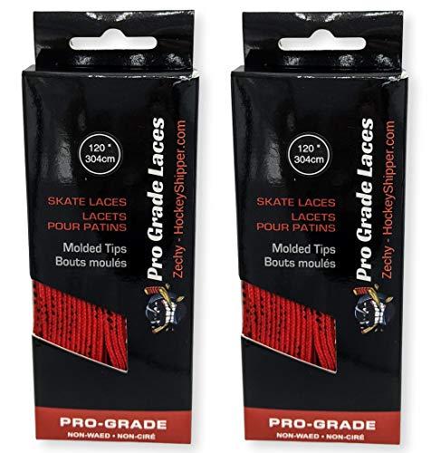 zechy Hockey Laces Non Waxed - Unwaxed Laces Specifically Made for Skates - Two Pairs - Sizes (72, 84, 96, 108, 120, 130) (Red, 96\")