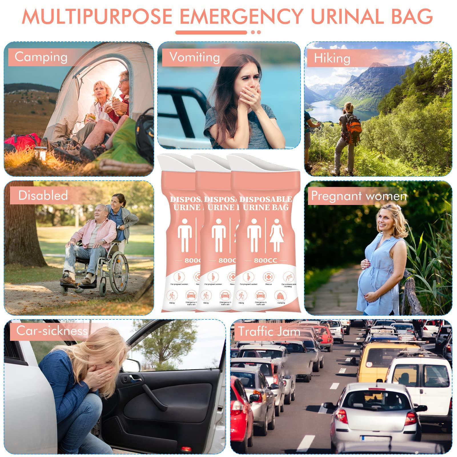 DIBBATU DIBBATU Disposable Urinal Bag,12 PCS 800ML Emergency Urine Bag, Unisex Urinal Bag, Portable Camping Pee Bag, Travel Urine Bags Vomit Bag for Traffic Jams, Camping, Hiking, Pregnant, Patient, Kid