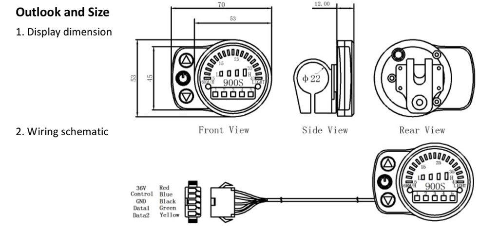 ZYXU ZYXU Electric Bike Conversion Kit, 36V/48V 350W 16" 20" 24" 26" 28" 700C E-Bike Conversion Kit KT-900S Conversion Waterproof Kit Bike Hub Motor Conversion Kit,48v350w/front Wheel,24