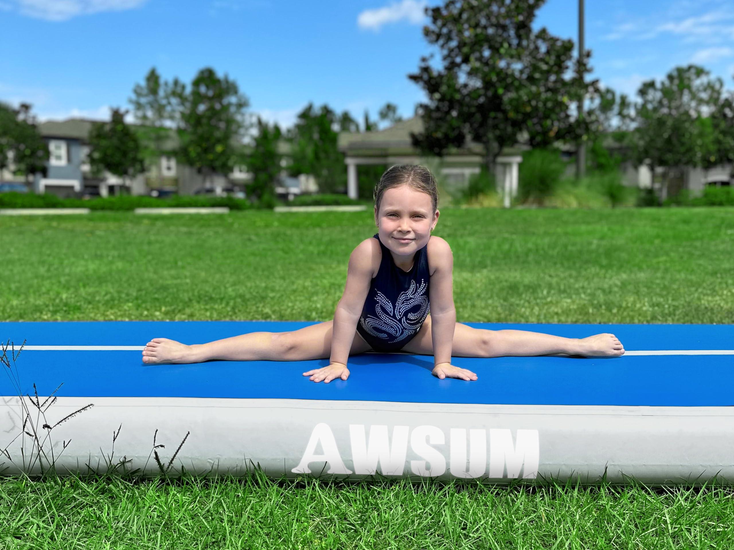 AWSUM AWSUM 13ft Air Mat Tumbling Tracks 4 inches Thickness Inflatable Gymnastics Training Mat with Electric Air Pump for Gym/Water/Yoga