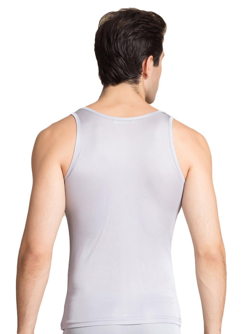 Colorful Silk Men's 100% Silk Vest Pure Silk Tops Tank Silvery Grey XL