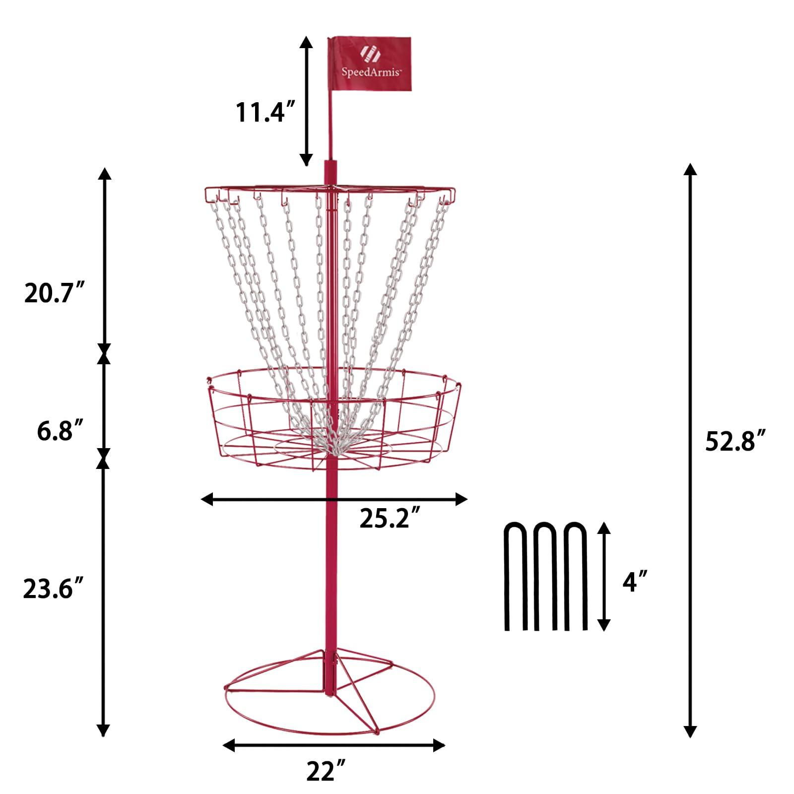 SpeedArmis SpeedArmis Disc Golf Basket Targets - Portable Golf Baskets with Heavy Duty 12 Double Steel Chains, Come with 3pcs Discs
