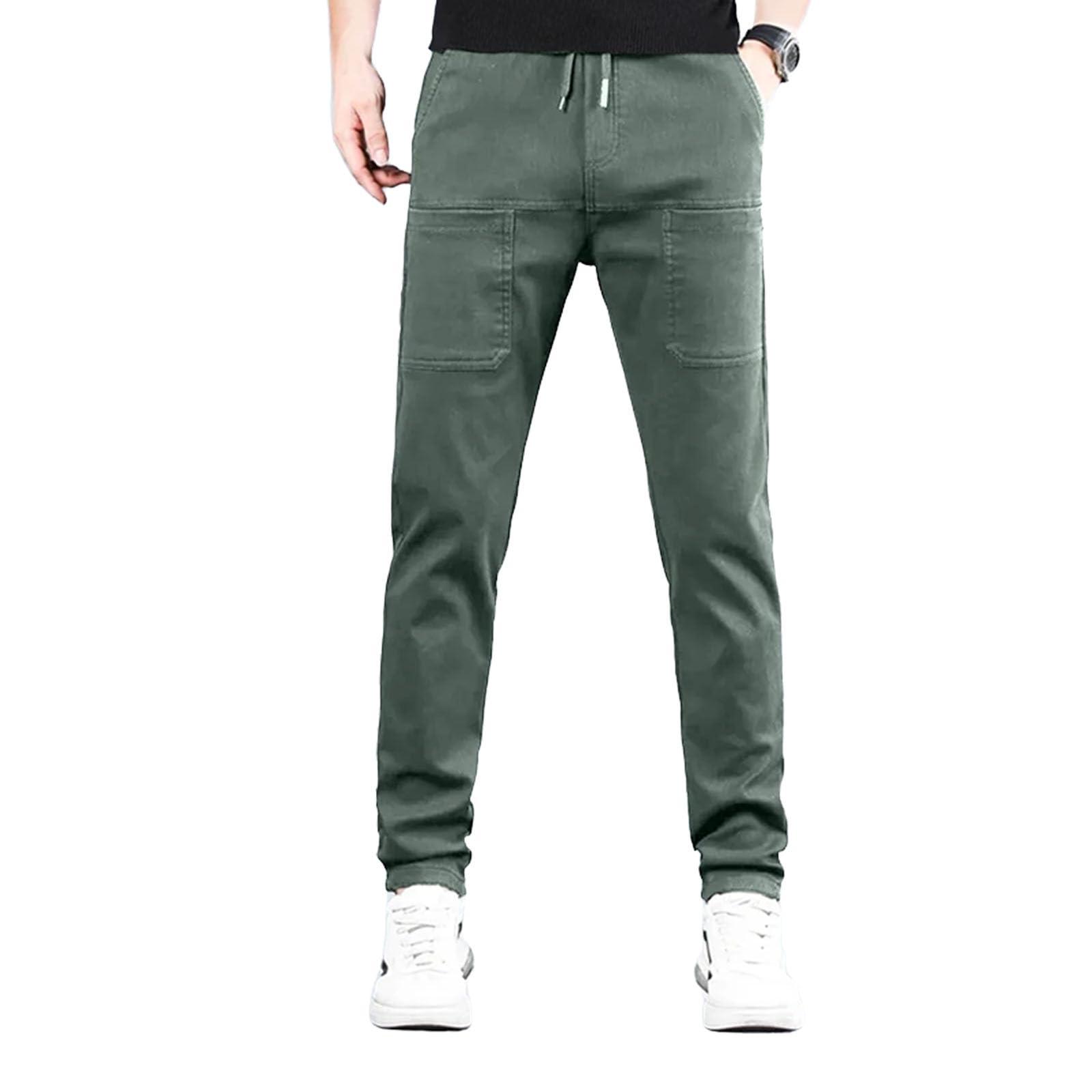 NineFit Basics Manzera Stretch Cargo Pants, Men's High Stretch Multi-Pocket Cargo Pants, Lightweight Tactical Water Proof Pant (Army Green,S)