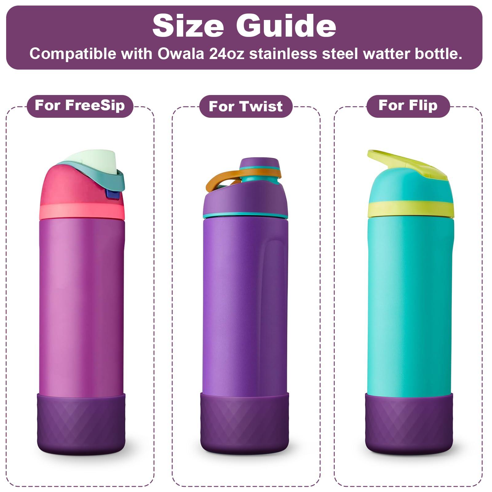 YOUCOX Silicone Boot for Owala Water Bottle 24 oz, 2PCS Anti-Slip Protective Sleeve for FreeSip/Twist/Flip Water Bottles, BPA Free, Dishwasher Safe, Bottom Bumper Cover Cup Accessories