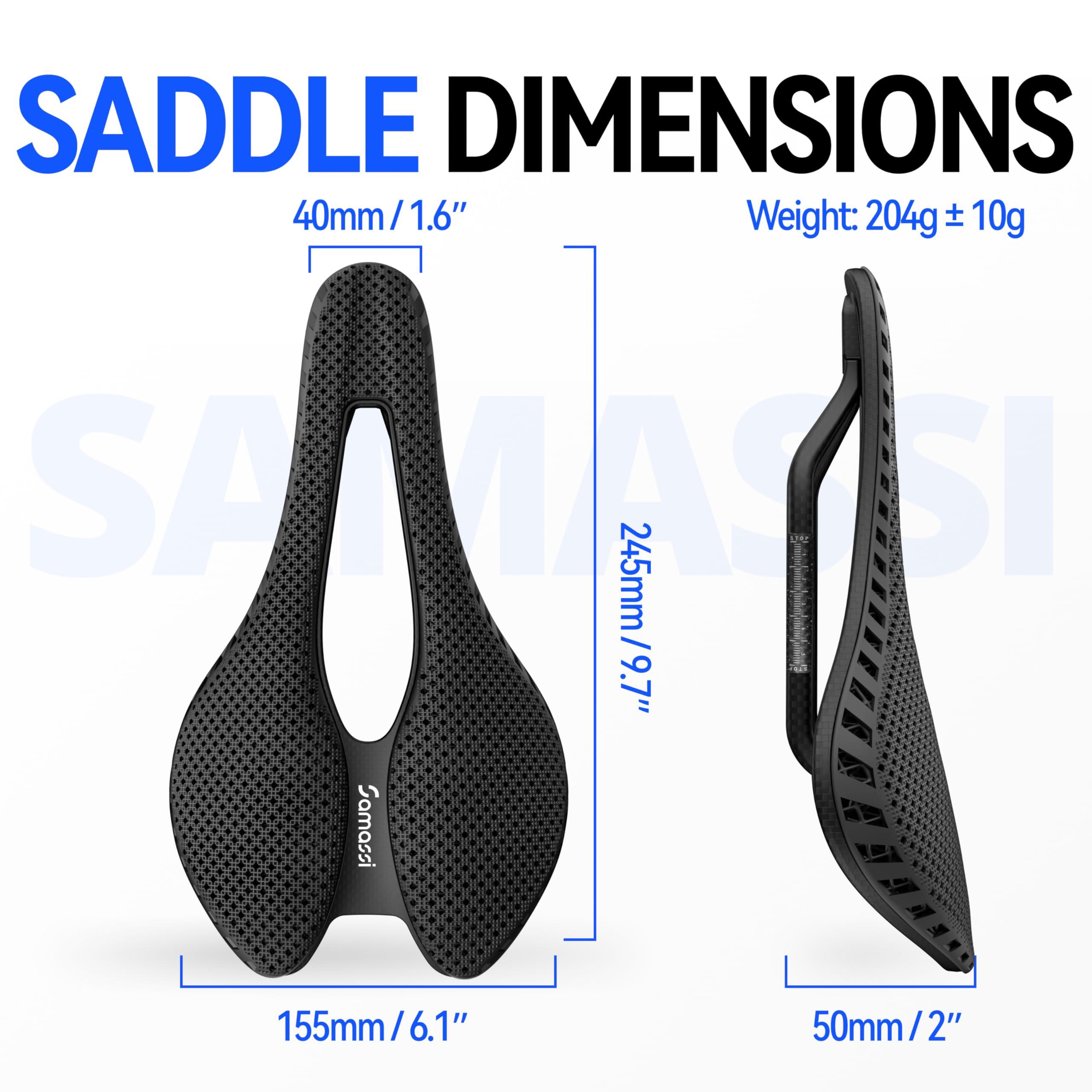 Samassi Samassi Bike Seat, 3D Printed Bike Saddle | Comfortable Bike Seat Cushion for Men and Women| Lightweight Carbon Fiber Bicycle Seat, Shock Absorbing and Breathable | Ideal for Road and Mountain Bikes