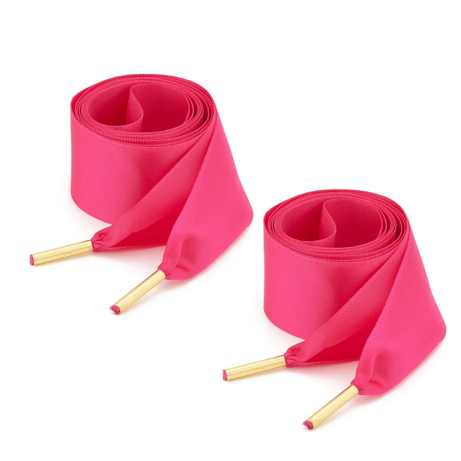 ZOOEASS ZOOEASS Women Fashion Satin Ribbon Shoelaces, Shoe Laces For Solid Color Shoes,Ideal for Converse, Nike, VANS, Addidas, Reebok, Puma Trainers (23.62"(60cm), Deep pink)