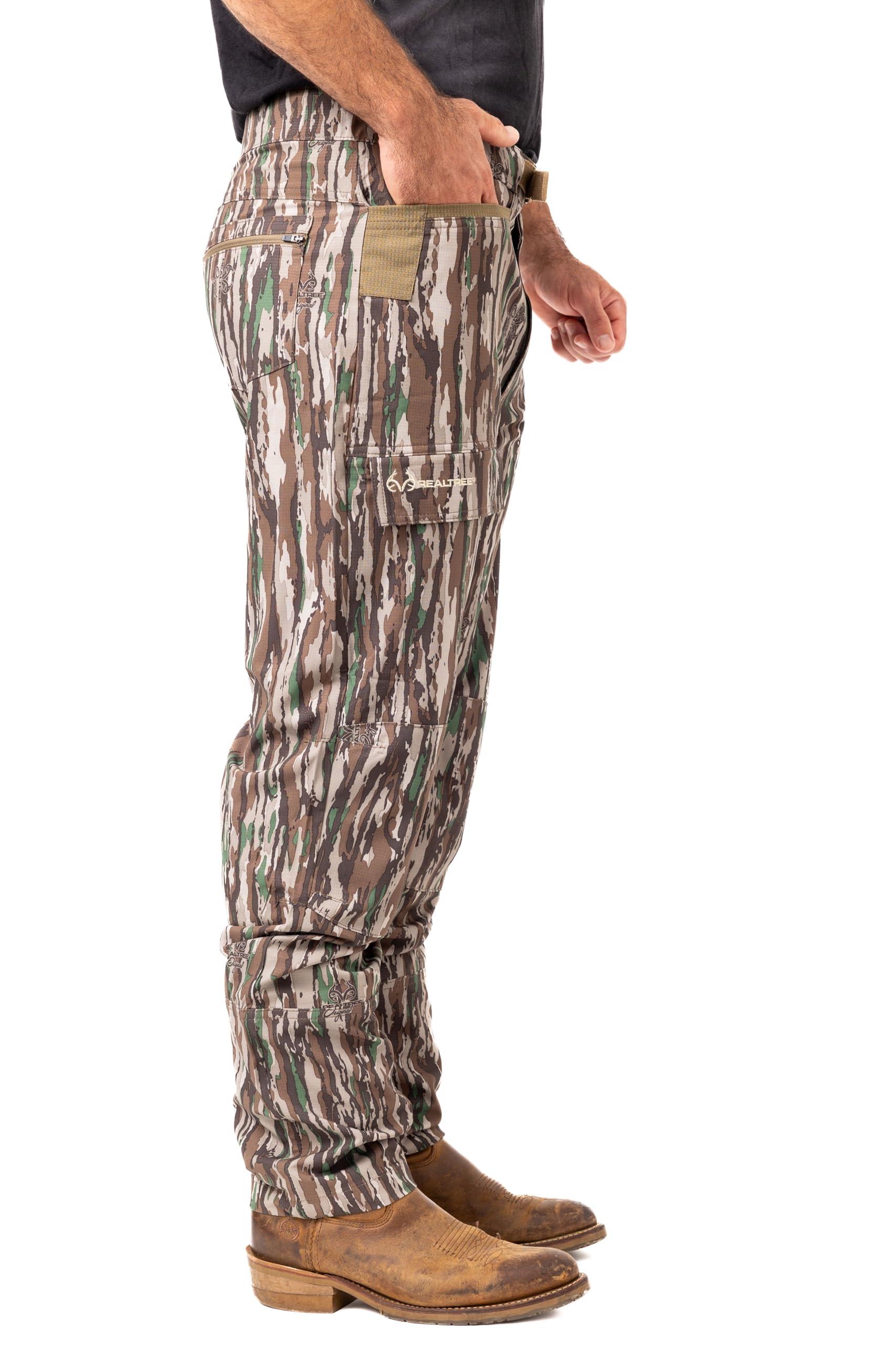 Realtree Realtree Men's 5-Pocket Camo Hunting Pant - Durable Pants with Reinforced Knees, Water-Resistant, Breathable Ripstop Fabric (US, Alpha, Large, Regular, Regular, Original Camo)