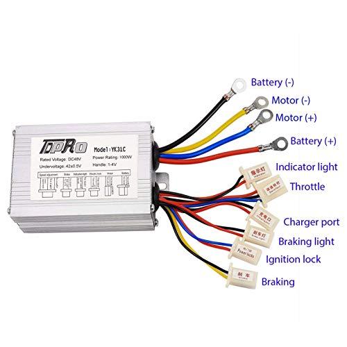 TDPRO TDPRO 48V 1000W Brushed Speed Motor & Controller & Throttle Grip Kit for Electric Scooter Go Kart Bicycle e Bike Tricycle Moped