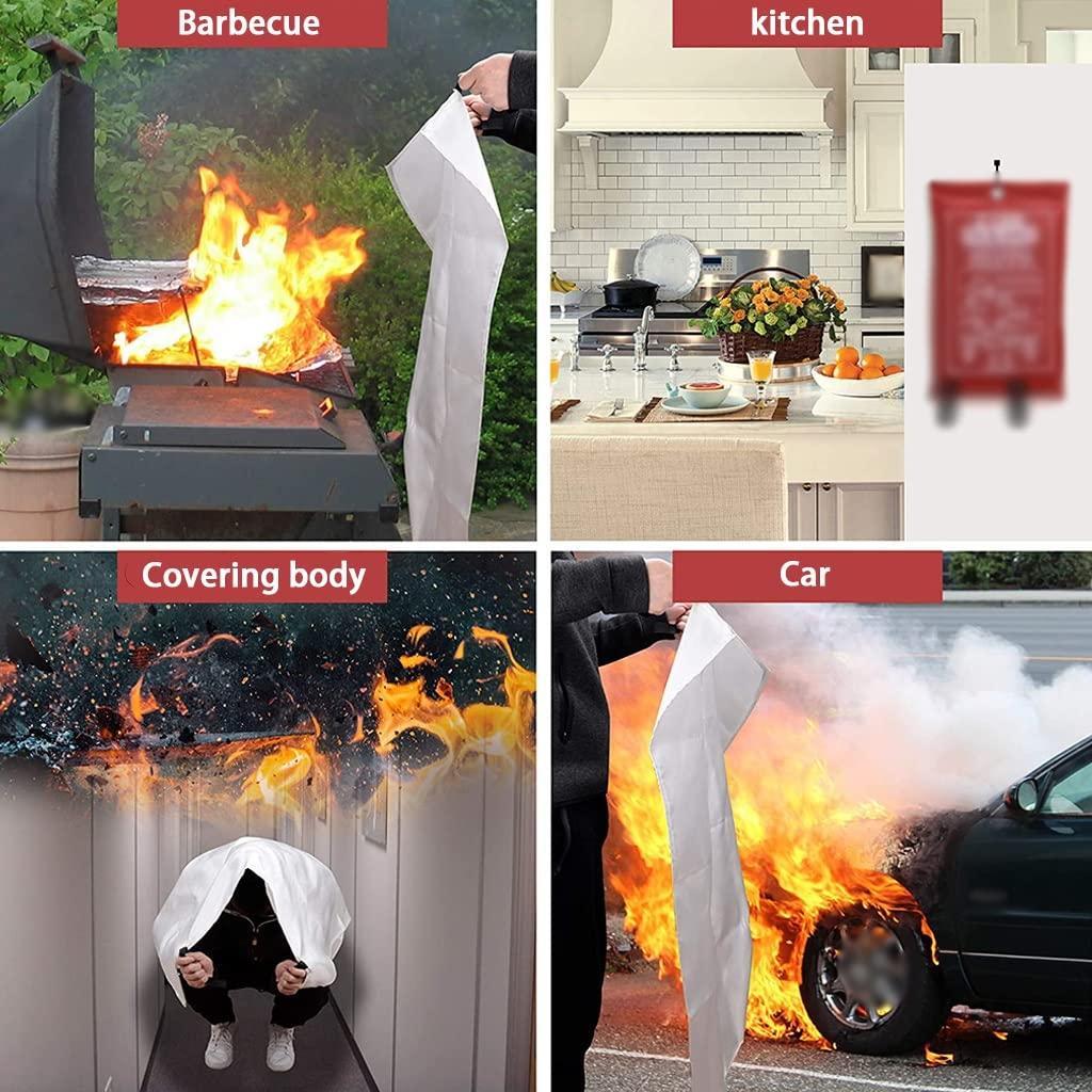 QMBHBM Fire Blanket Fire Blanket for Wood Stove Fire Fighting Dedicated Survival Blanket, Portable Fire Retardant Blanket, Emergency Welding Blankets, for Warehouse School