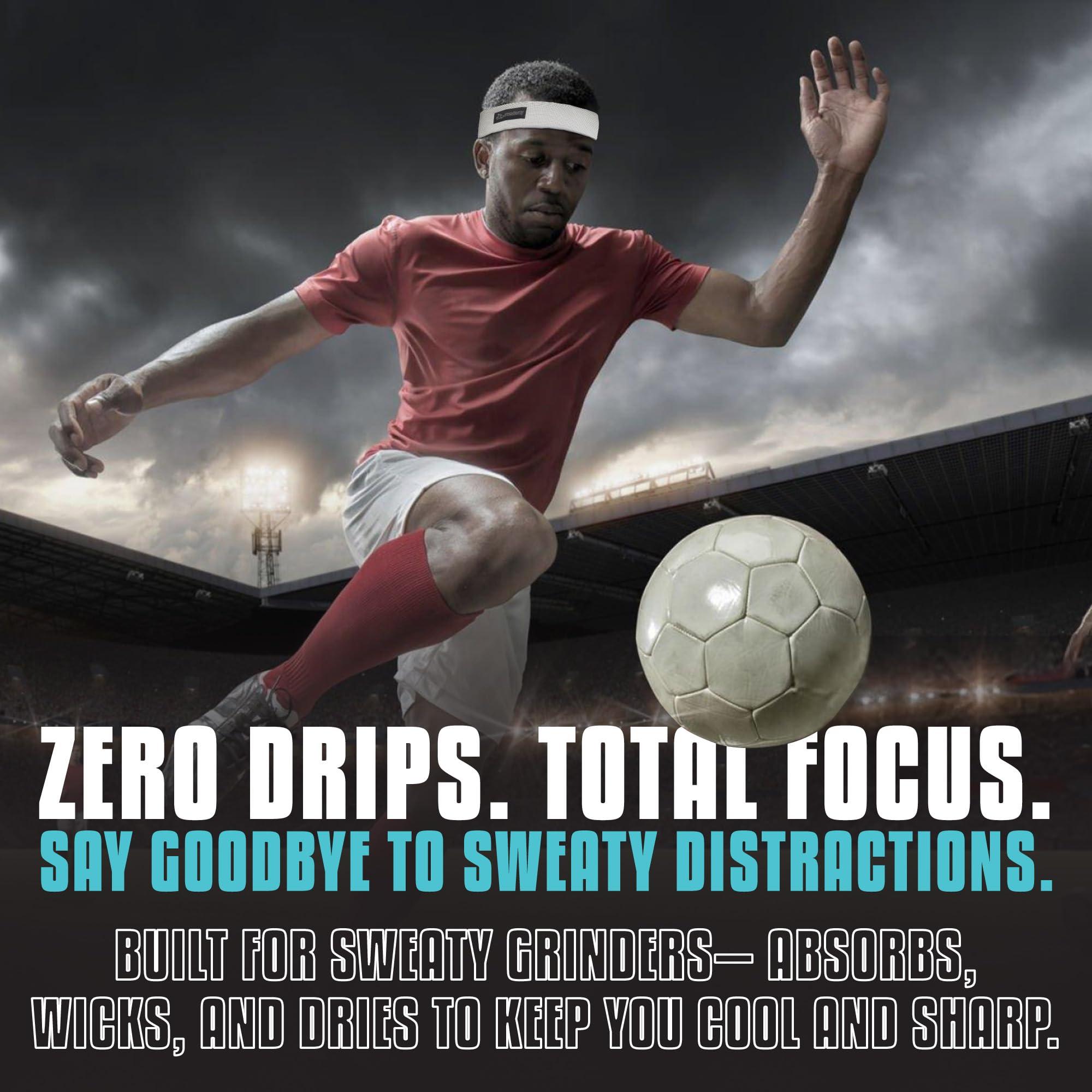 SweatHawg Headwear SweatHawg Double Absorbency Headband| Adjustable Sports Headband for Men & Women | Ultra-Wicking, Quick Drying and Cooling/Lightweight Sweat Control | Ideal for Work, Workouts, and Sports | White