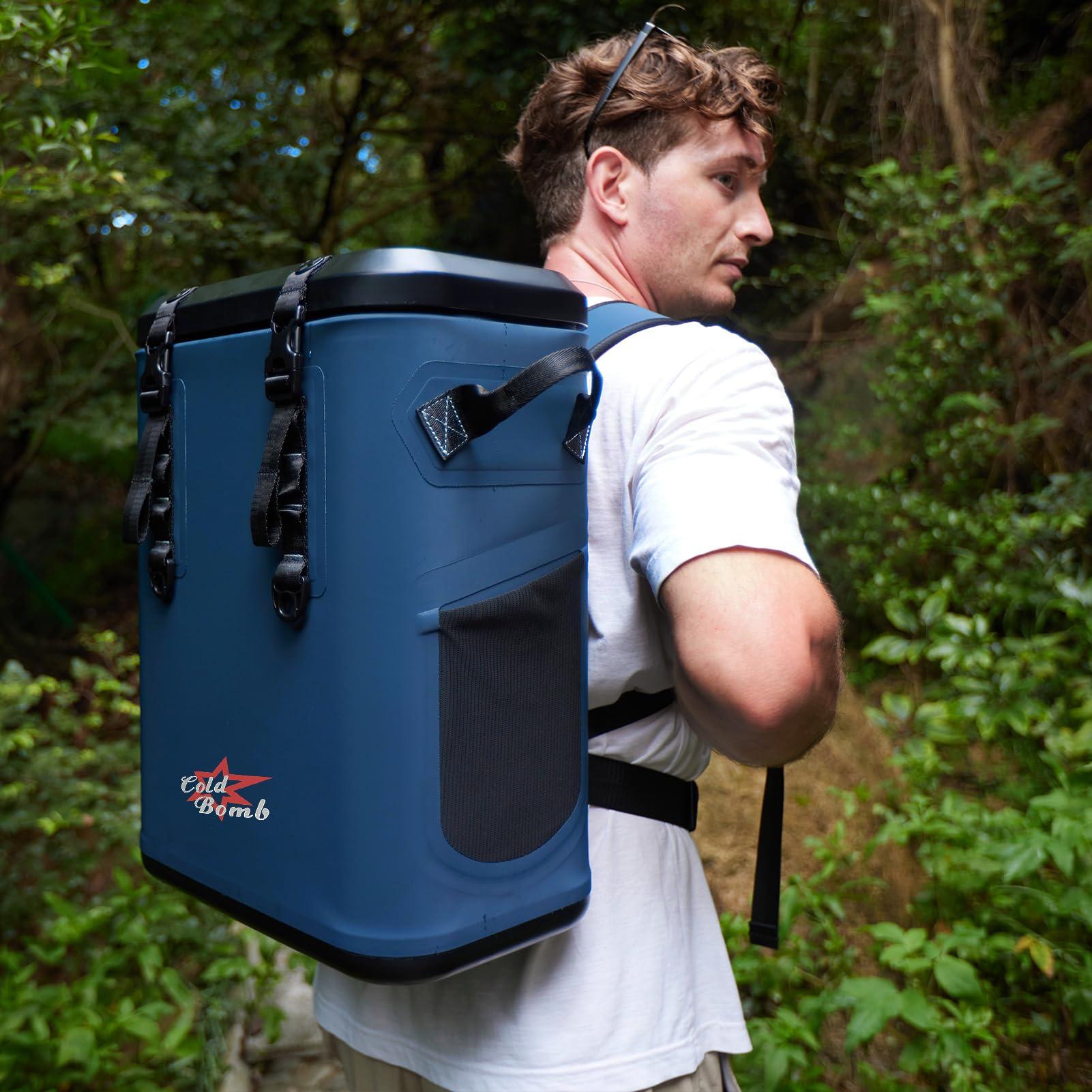 COLD BOMB Cold Bomb Magnetic Backpack Cooler Bag, Cold Retention Soft Coolers 30 Can Insulated Soft Sided Cooler with Waterproof Bag