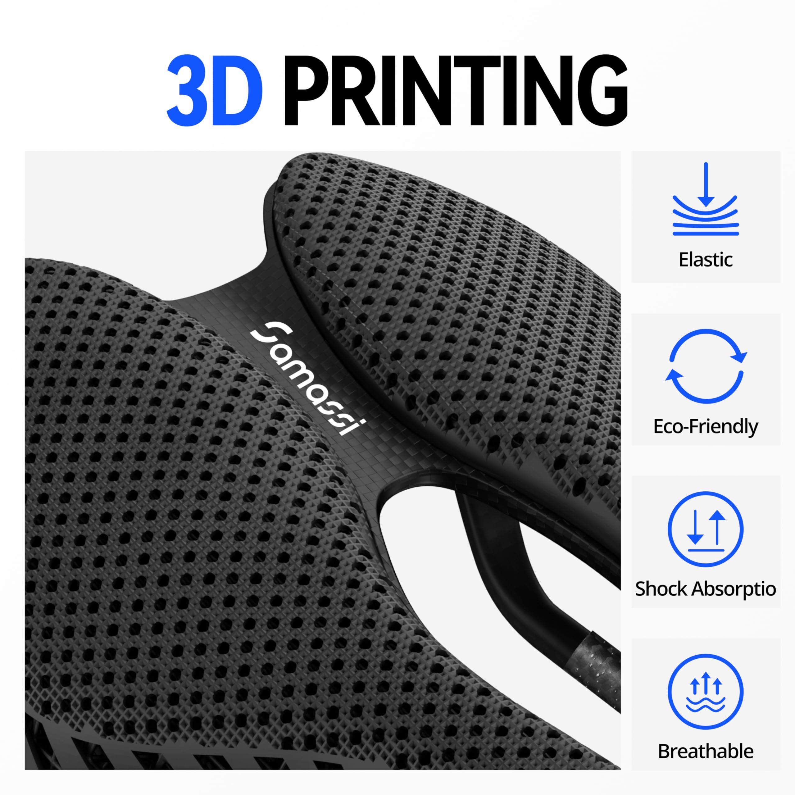 Samassi Samassi Bike Seat, 3D Printed Bike Saddle | Comfortable Bike Seat Cushion for Men and Women| Lightweight Carbon Fiber Bicycle Seat, Shock Absorbing and Breathable | Ideal for Road and Mountain Bikes