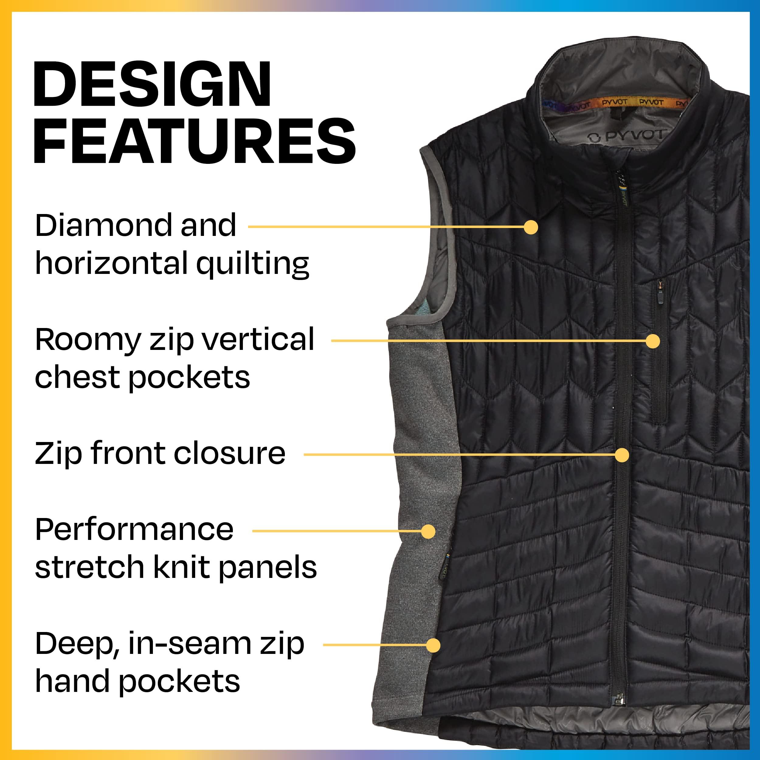 PYVOT PYVOT Mens Dash Weighted Quilted Vest, Weighted Blanket Inspired Clothing for Sensory Issues, Fitness, Stress Relief and Relaxation, Small Size, Black