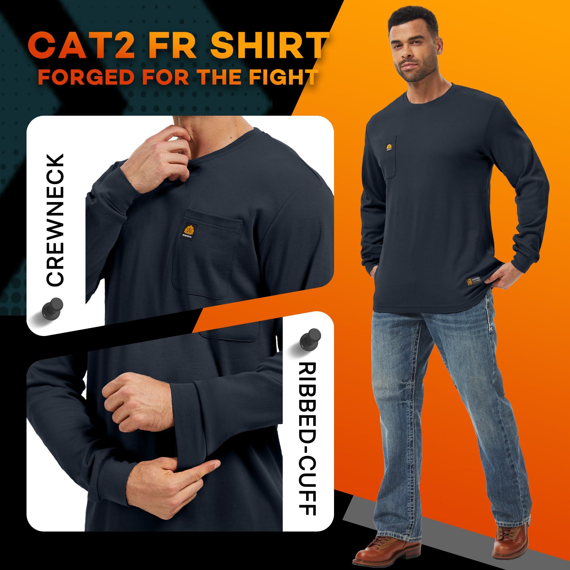 WORKWEYA WORKWEYA FR Shirts for Men 6.5oz Flame Resistant Shirt Lightweight NFPA 2112 Long Sleeve Shirt Blue