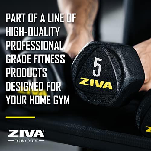 ZIVA ZIVA Performance RPU Hex Dumbbells Solid Steel Core, Premium Urethane Rubber Encasing, Corrosion Resistant - Commercial Grade for Rigorous Exercise, Strength Training - Pair of Two Dumbbell, 45 lb.