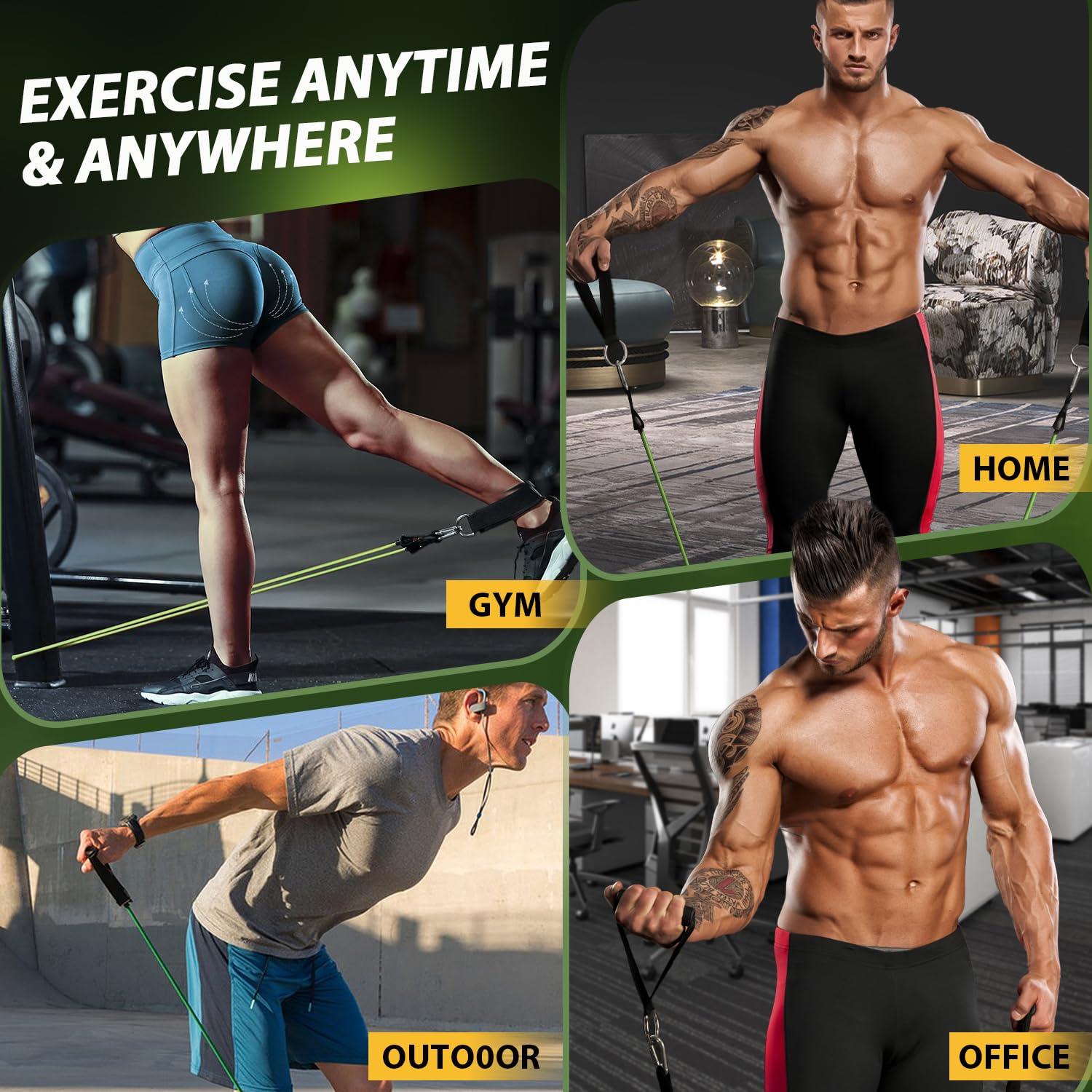 WHATAFIT WHATAFIT Resistance Bands, Exercise BandsResistance Bands for Working Out, Work Out Bands with Handles for Men and Women Fitness, Strength Training Home Gym Equipment