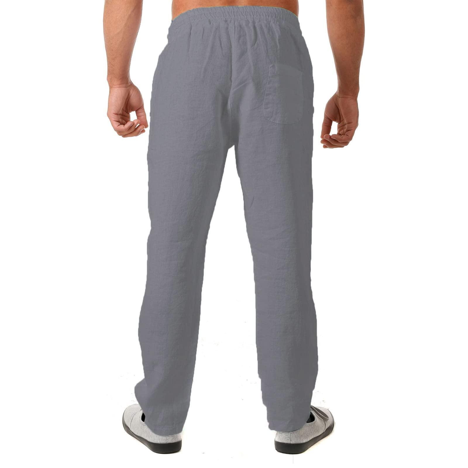 Ctreela Ctreela Mens Lounge Pants Cotton Linen Elastic Waist Loose Jogger Yoga Pants Casual Fashion Summer Fall Jogger Sweatpants Gray