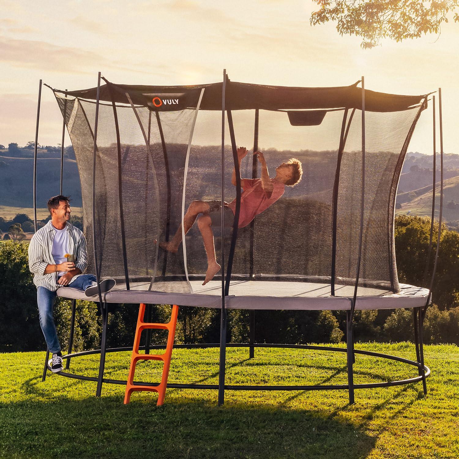 Vuly VULY Lift 2-14 FT Trampoline with Enclosure - Recreational Trampolines with AntiRust Coating, Double Galvanized Steel Outdoor Trampoline for Kids (Extra Large 14FT with Shade Cover)