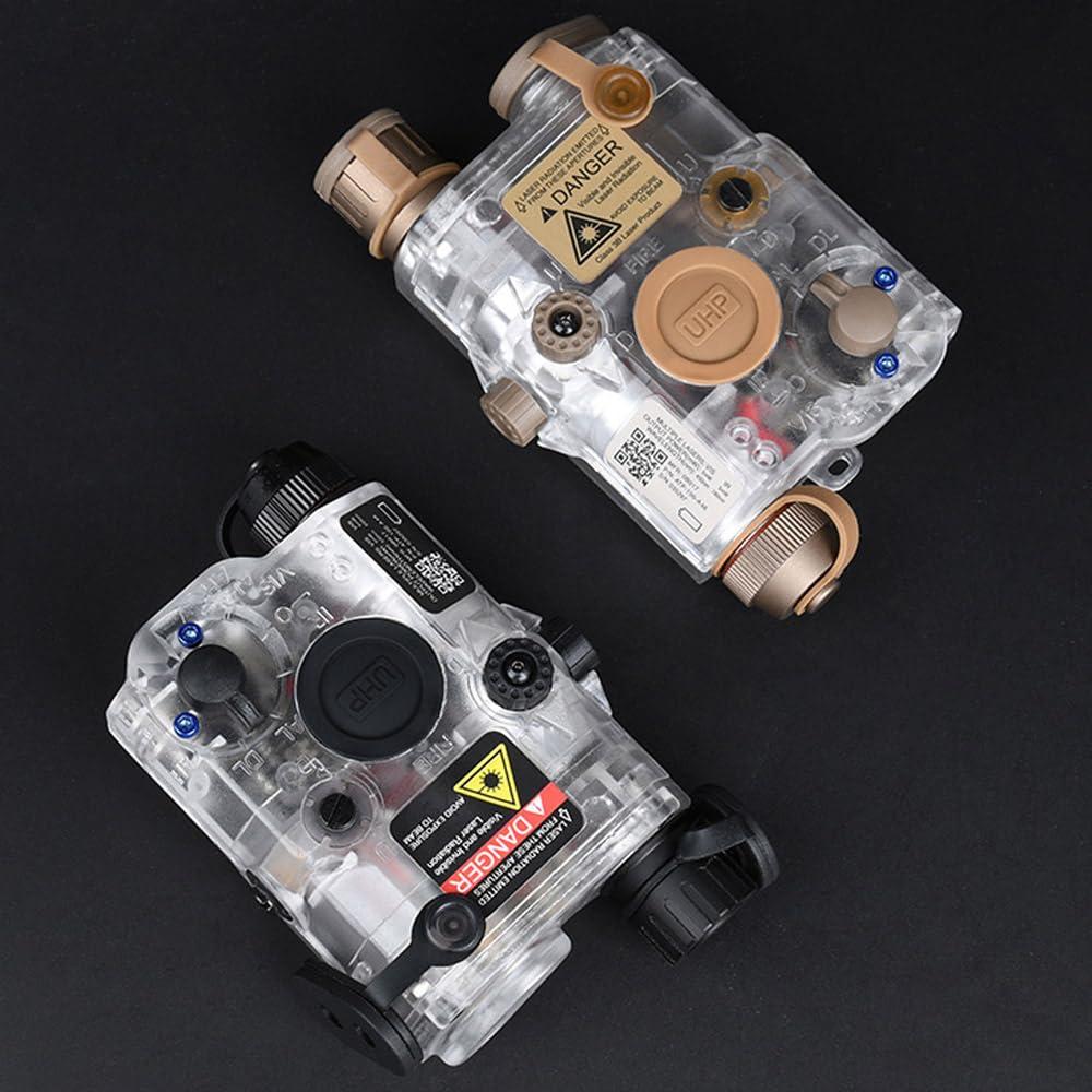 ZTFSETD Plastic LA-C-PEQ15 Box Laser Sights,Box Laser Indicator,Transparent Version,with IR Laser+Red/Green/Blue Laser Sight+Flashlight Whitelight LED,with Pressure Switch,Fit 20mm Rail (Blue Laser DE)