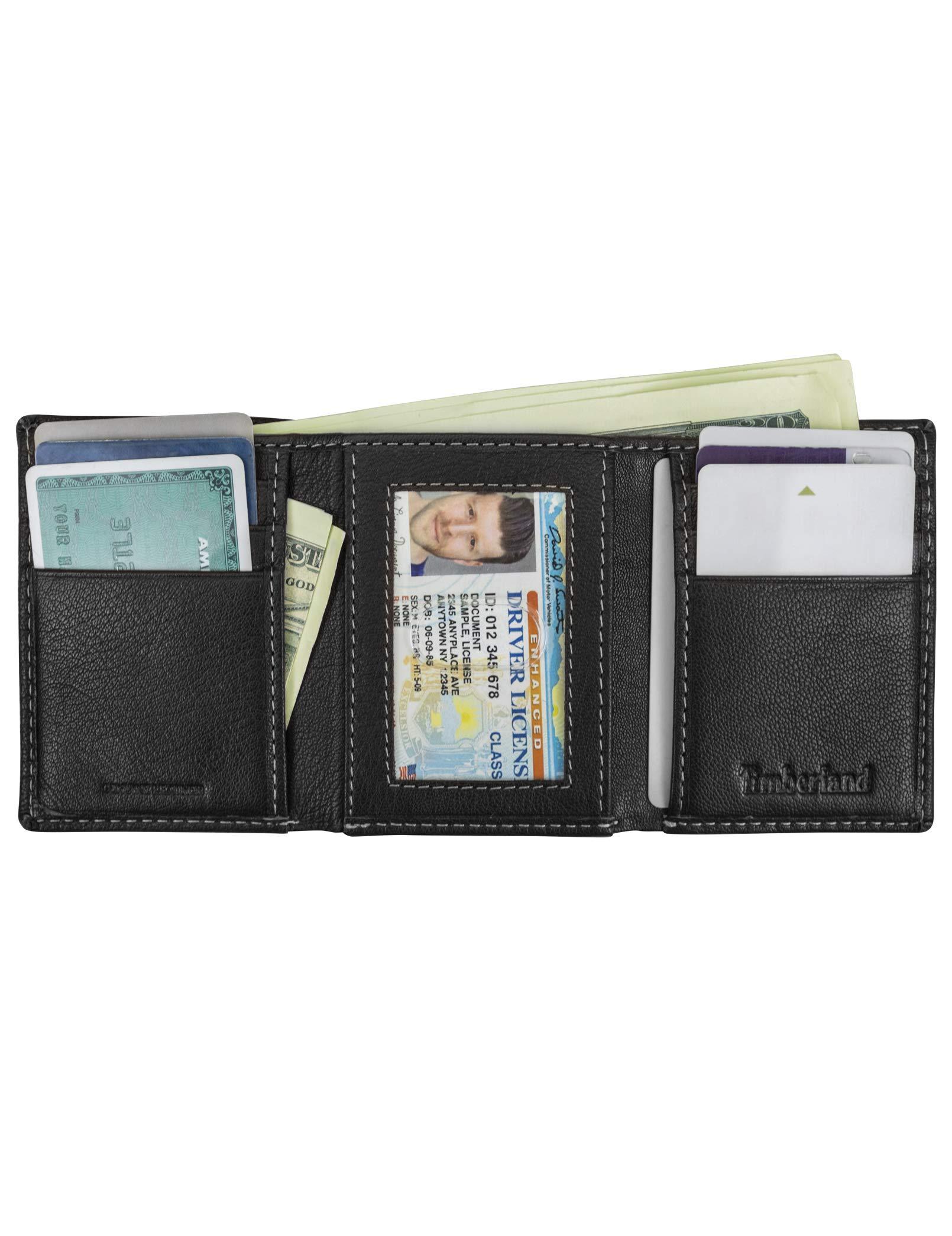 Timberland Timberland Men's Leather Trifold Wallet with Id Window, Black (Blix), One Size