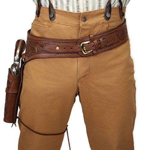 Historical Emporium Historical Emporium .22 Cal Standard Right Hand Western Gun Belt and Holster Tooled Leather 38 Chocolate