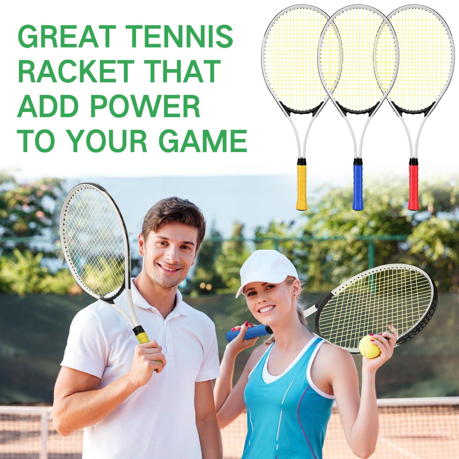 Motionchic Motionchic 6 Pcs Tennis Rackets for Adult Recreational 6 Players 27'' Tennis Racket Set with 3 Balls Lightweight Tennis Rackets for Tennis Training Beginner with Overgrip and Bag(Red)