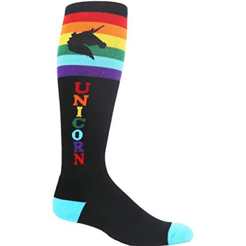 MOXY SOCKS MOXY Socks Black and Rainbow Super Unicorn! Fitness Knee-High Socks