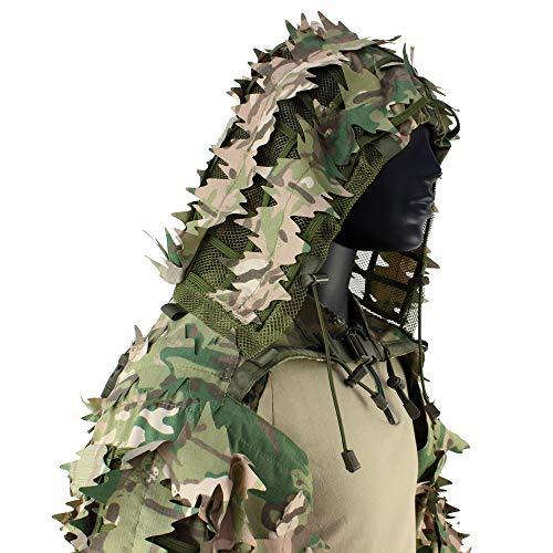 ROCOTACTICAL ROCOTACTICAL Sniper Ghillie Viper Hood with 3D Laser-Cut Leaves, Tactical Ghillie Suit Foundation for Wargame, Hunting, Airsoft, Sniper Coat