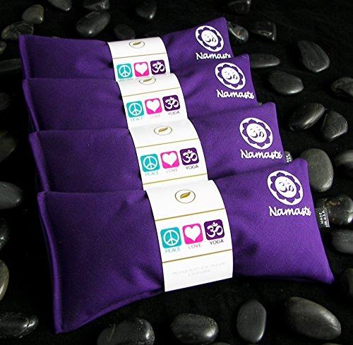 Happy Wraps Namaste Yoga Eye Pillows - Unscented Eye Pillows for Yoga - Set of 4 - Purple Cotton image-1