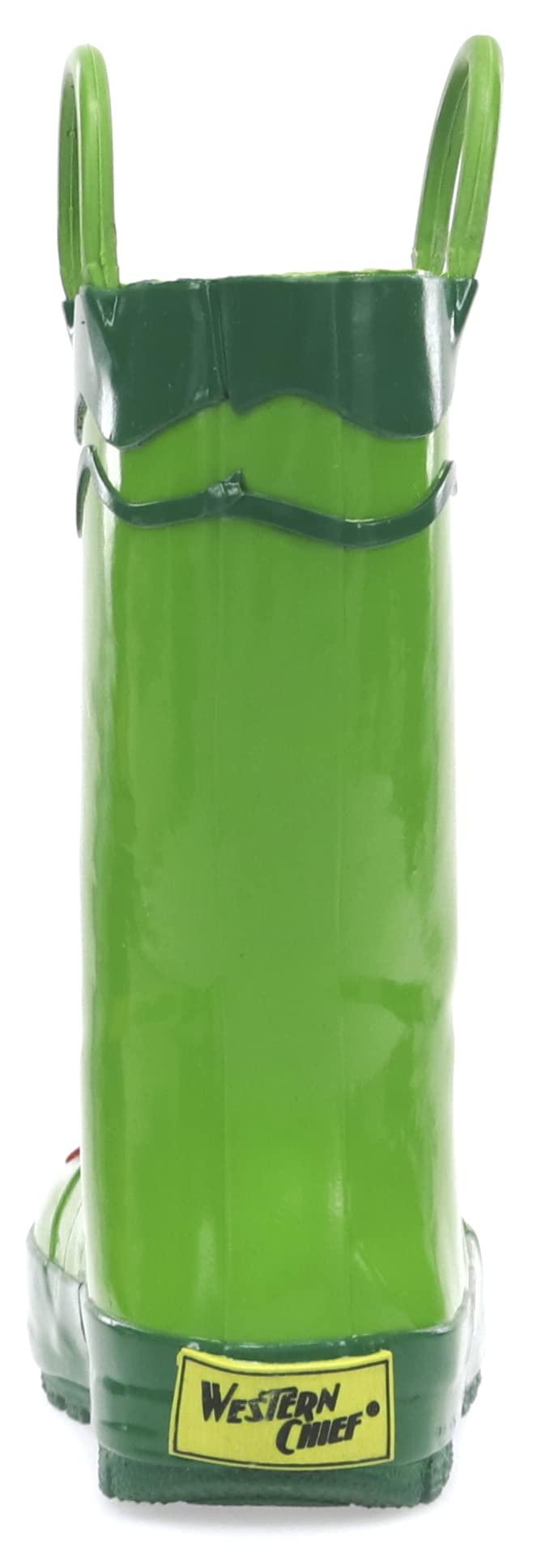 Western Chief Western Chief Boys Waterproof Printed Rain Boot with Easy Pull on Handles - Fritz the Frog, 9 M US Toddler