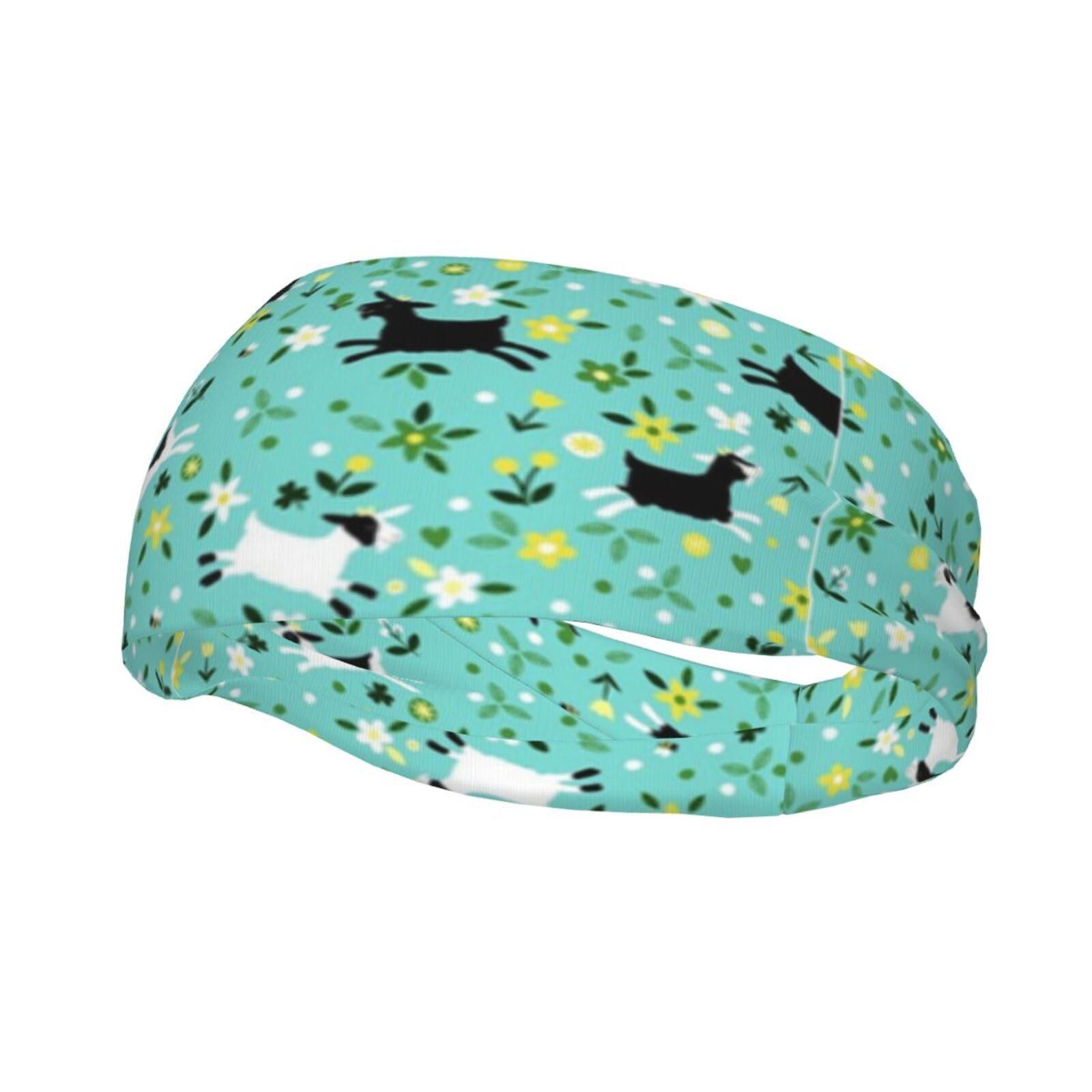 Jbyjbx Jbyjbx Goat Frolic Print Sports Sweatband Versatile Sport Headbands for Kids Adults Adjustable Headband