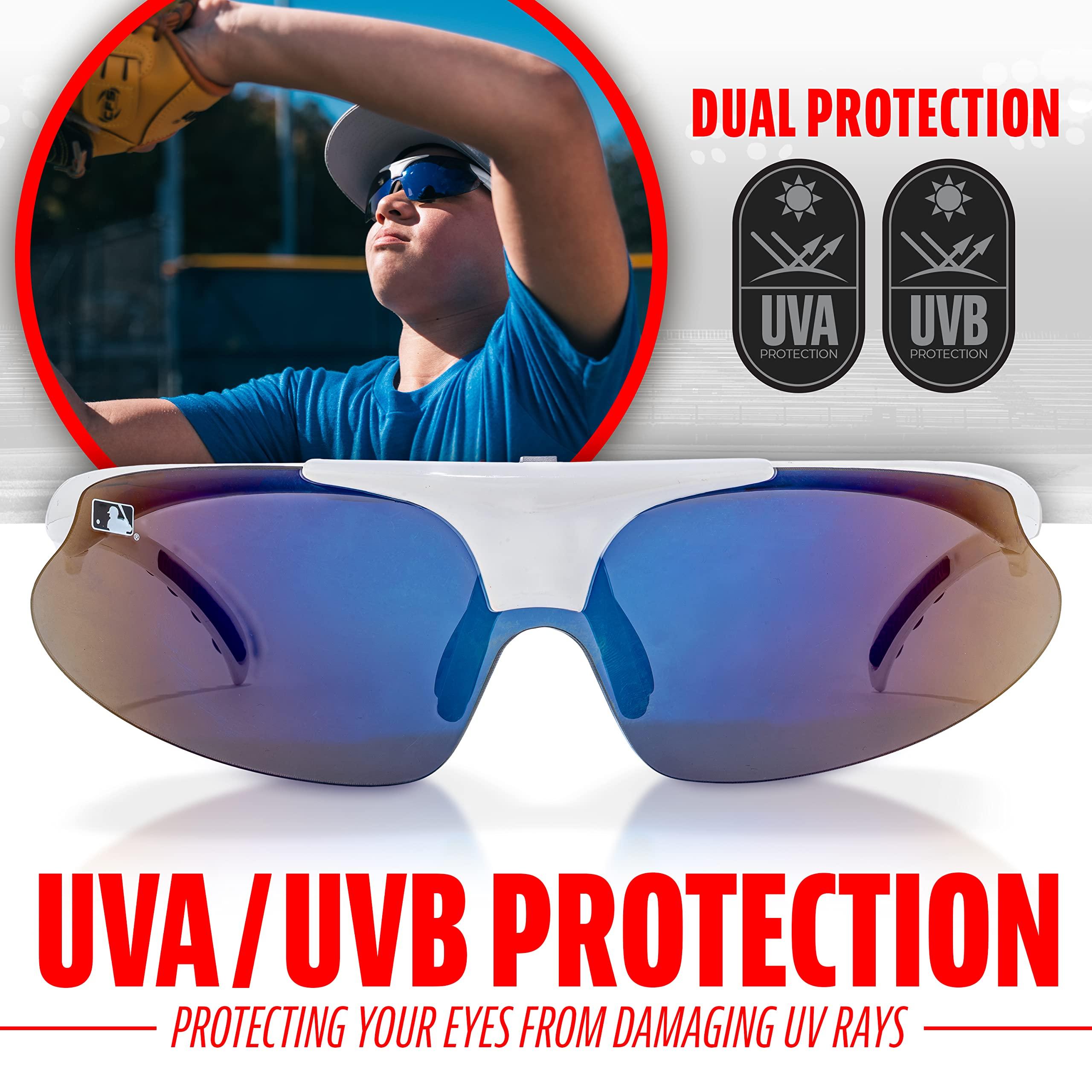 Franklin Sports Franklin Sports Oval MLB WHT DLX FLIP-UP Sunglasses, White, 147mm