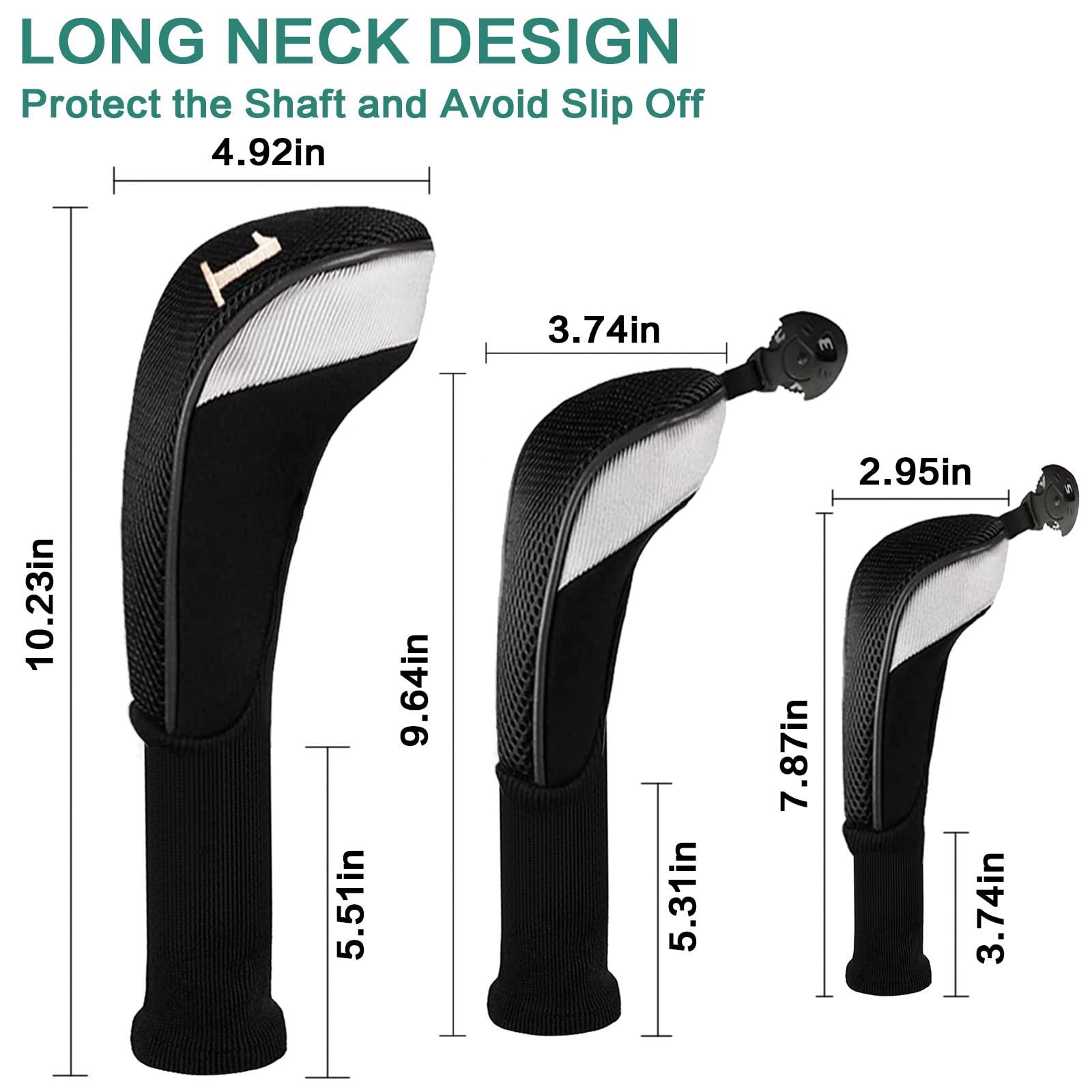 FINGER TEN FINGER TEN Golf Club Head Covers Woods Driver Fairway Hybrid 3/4/5 Set, Headcovers Men 1 3 5 7 X Interchangeable Number Tag, Fit All Wood Clubs (5 Pack-Black(1D+2F+2H))