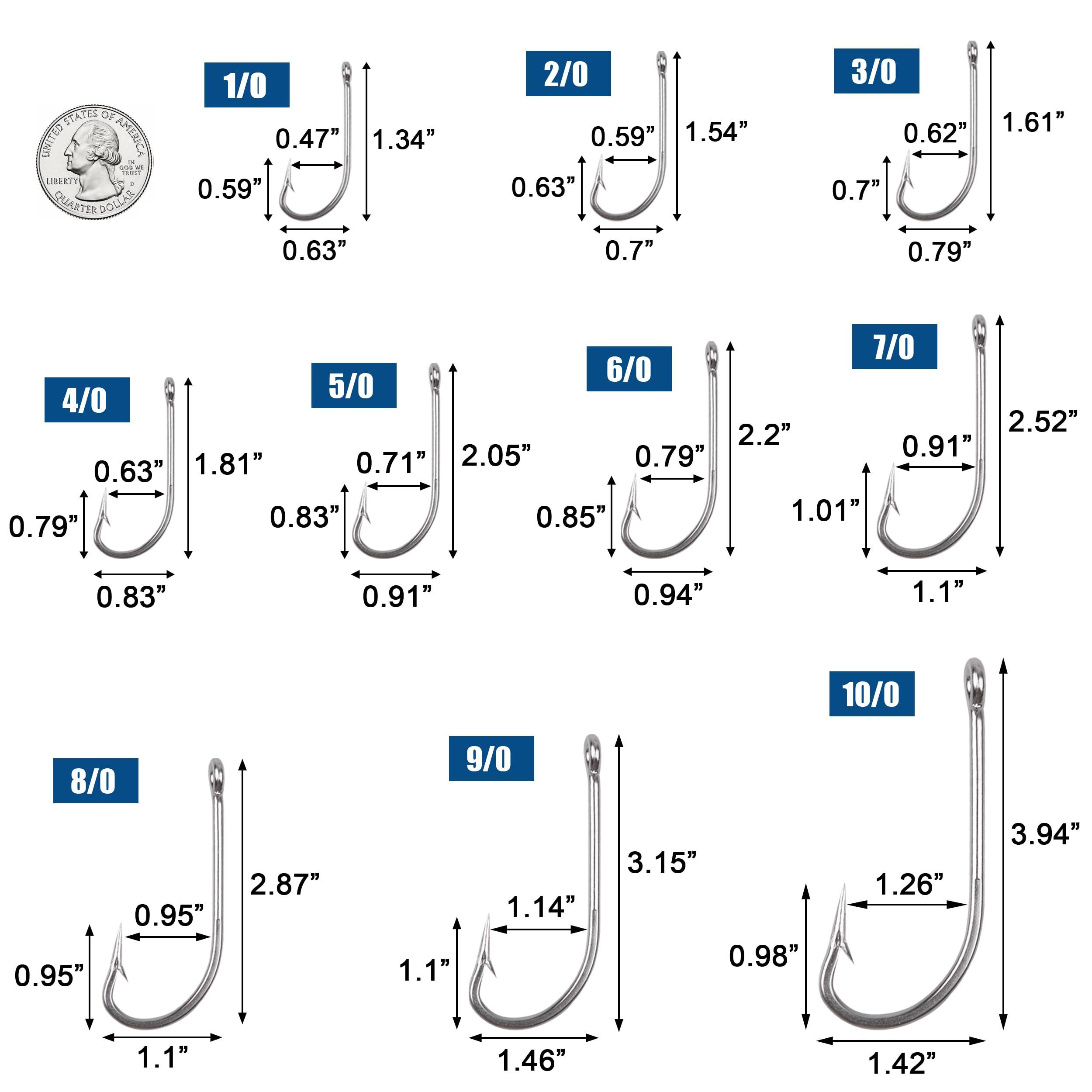 OROOTL Stainless Steel Saltwater Fishing Hooks - 50pcs 34007 O\'shaughnessy Hooks Forged Long Shank J Fishing Hooks Extra Strong Metal Fish Hooks Size 1/0-10/0