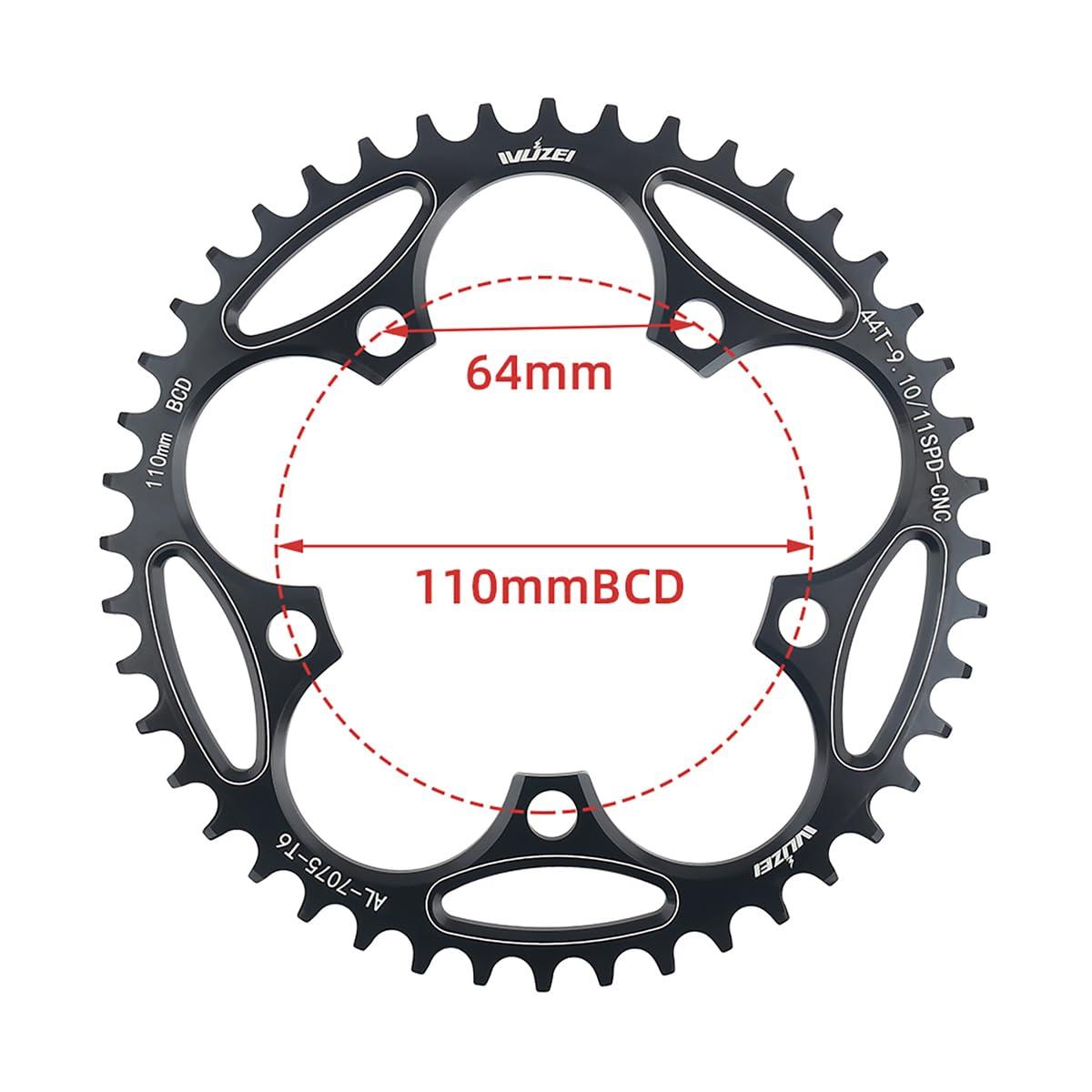 KTKEET KTKEET 110/130 BCD Chainring 36/38/40/42/44/46/48/50/52/54/56/58/60T 5 Screws Round Narrow Wide Bicycle Chainring for 9/10/11 Speed Road Bike Folding Bicycle (110BCD 50T)