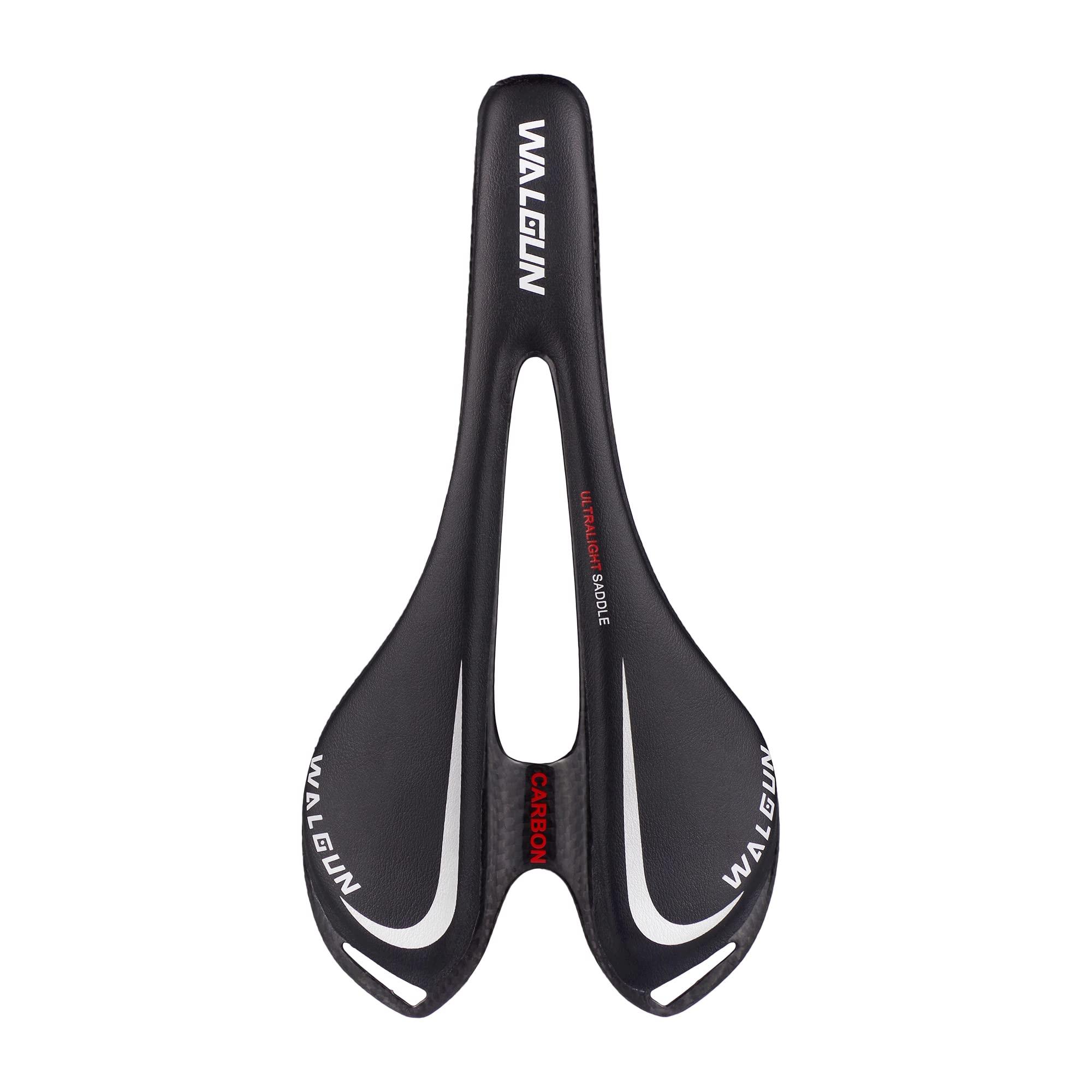WALGUN WALGUN WG998 Comfortable Carbon Bike Saddle for Men Women Road MTB Mountain Bike Carbon Bike Seat with Oval Rail 7x9 Lightweight Bicycle Carbon Saddles 143mm (Black)