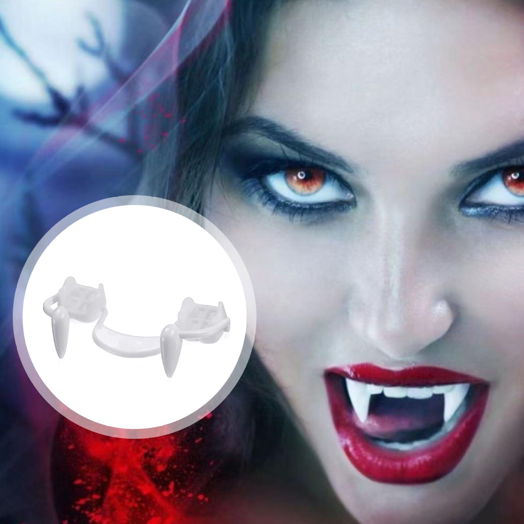 KUYYFDS KUYYFDS Vampire Teeth,Vampire Fangs Retractable Fangs for Adults 2 Pieces Telescopic Fangs Teeth Fake Fangs Braces Fake Dentures with Halloween Party Fangs