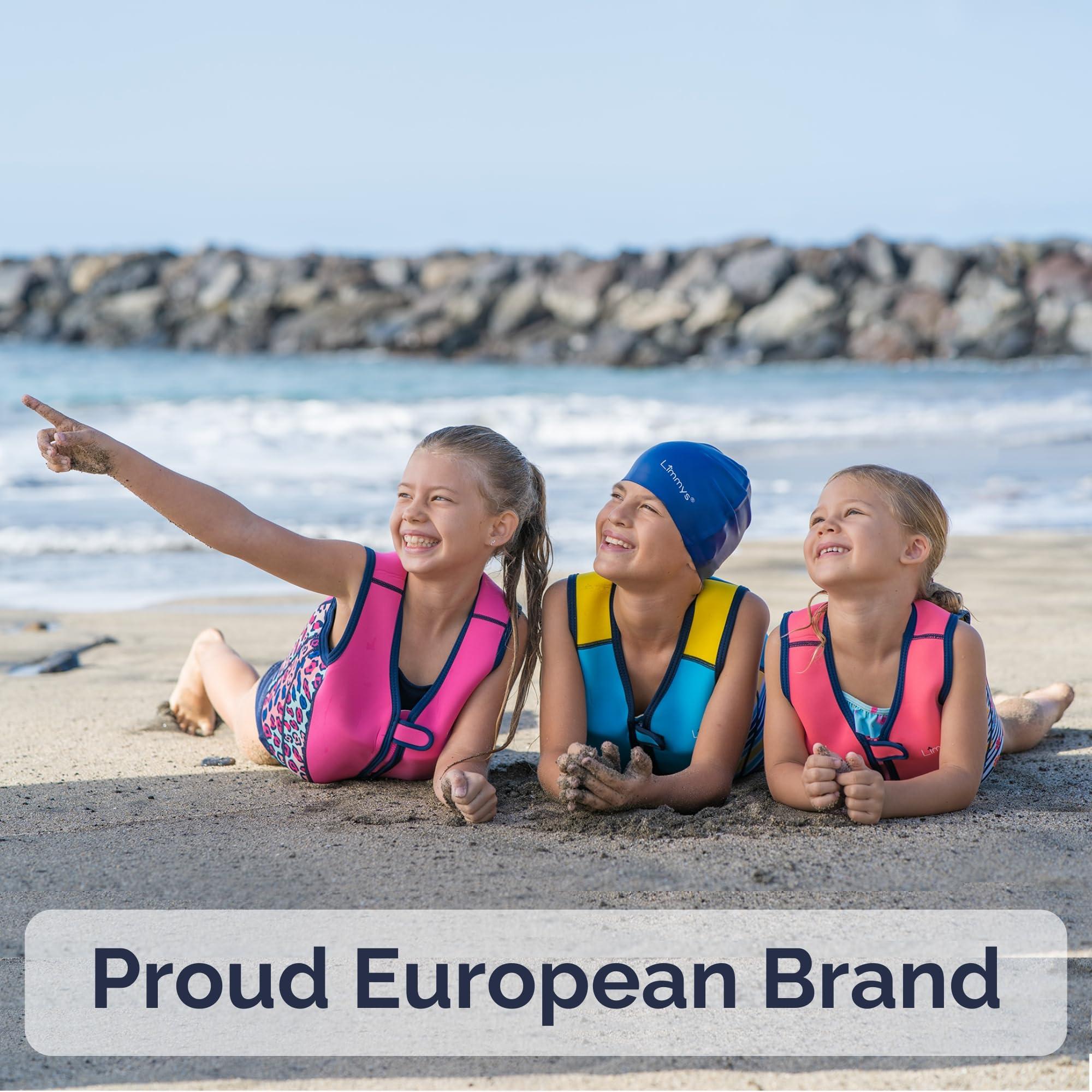 Limmys Limmys Premium Kids Swim Vest - Toddler Swim Jacket and Buoyancy Swimming Aid - Modern Design Swimming Vest for Boys, Girls and Babies - Drawstring Bag Included (Pink Leopard, Large)