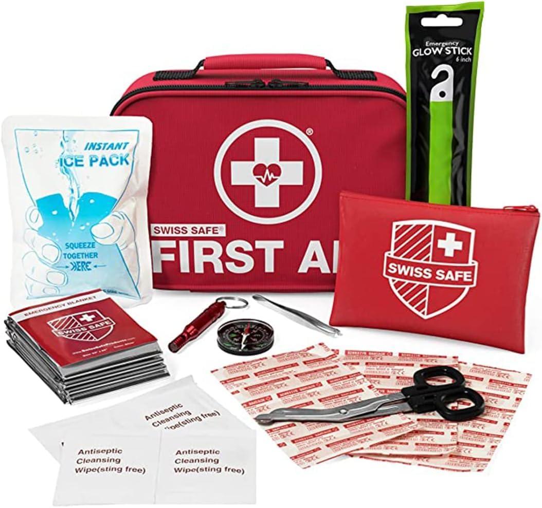 Swiss Safe Swiss Safe 2-in-1 First Aid Kit for Car, Travel & Home, Businesses - Bonus Mini Kit for Medical Emergency Aid, Survival, Camping - FSA & HSA Eligible - 120+32 Pcs, Small+Travel FAK