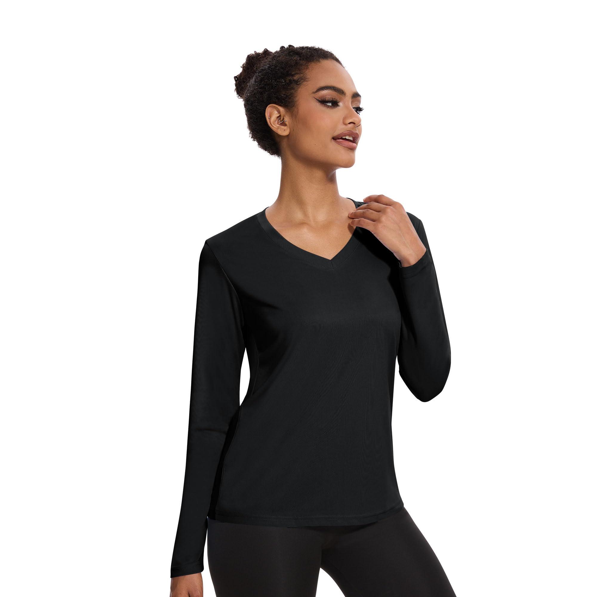 BVNSOZ 4-7 Pack Long Sleeve Shirts for Women,Moisture Wicking Shirts Long Sleeve Workout Tops for Women V Neck Hiking T-Shirts