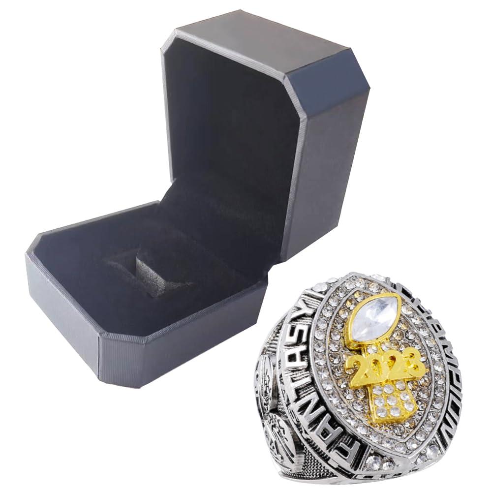 noblehead noblehead Fantasy Football Ring 2023 | Heavy FFL Champion Ring | Gold Silver Tone Plated Award Trophy for Fantasy Football League Winner (size 14)