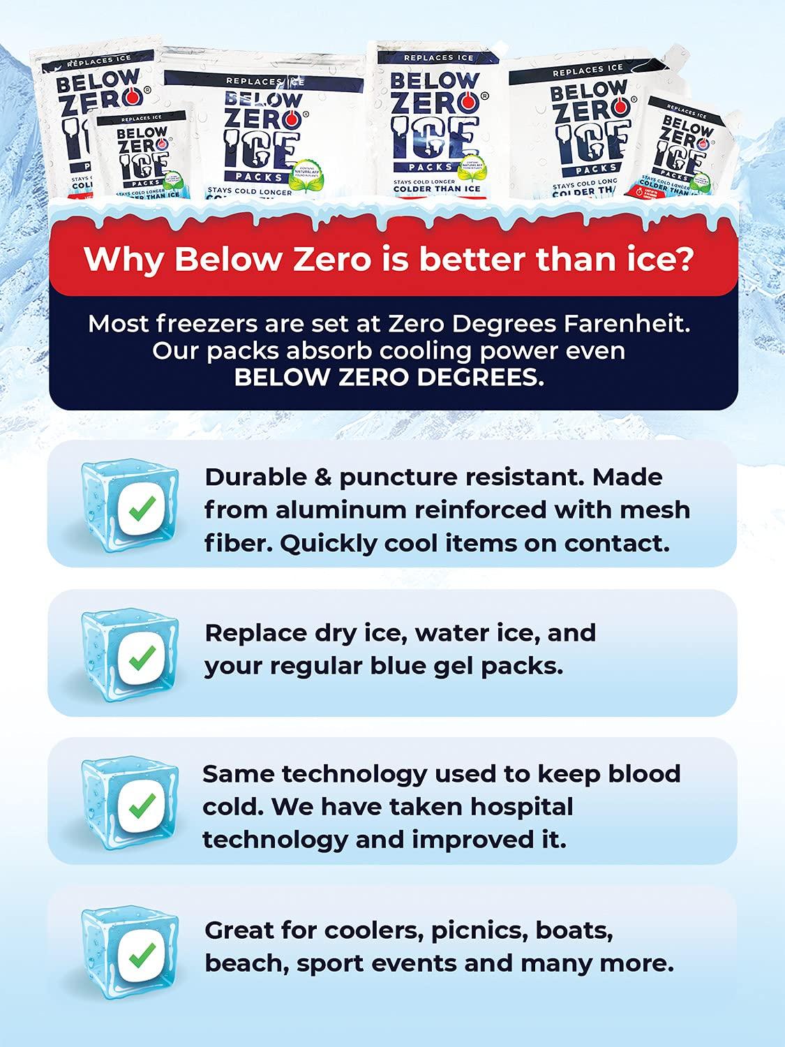 Below Zero Below Zero Prefilled Reusable Ice Packs for Coolers | Long Lasting Freezer Ice Blocks for Camping, Lunch Bags & More | 48 Hour Cooler Ice Pack Technology | Small 7.5x6.5 (5-Pack)